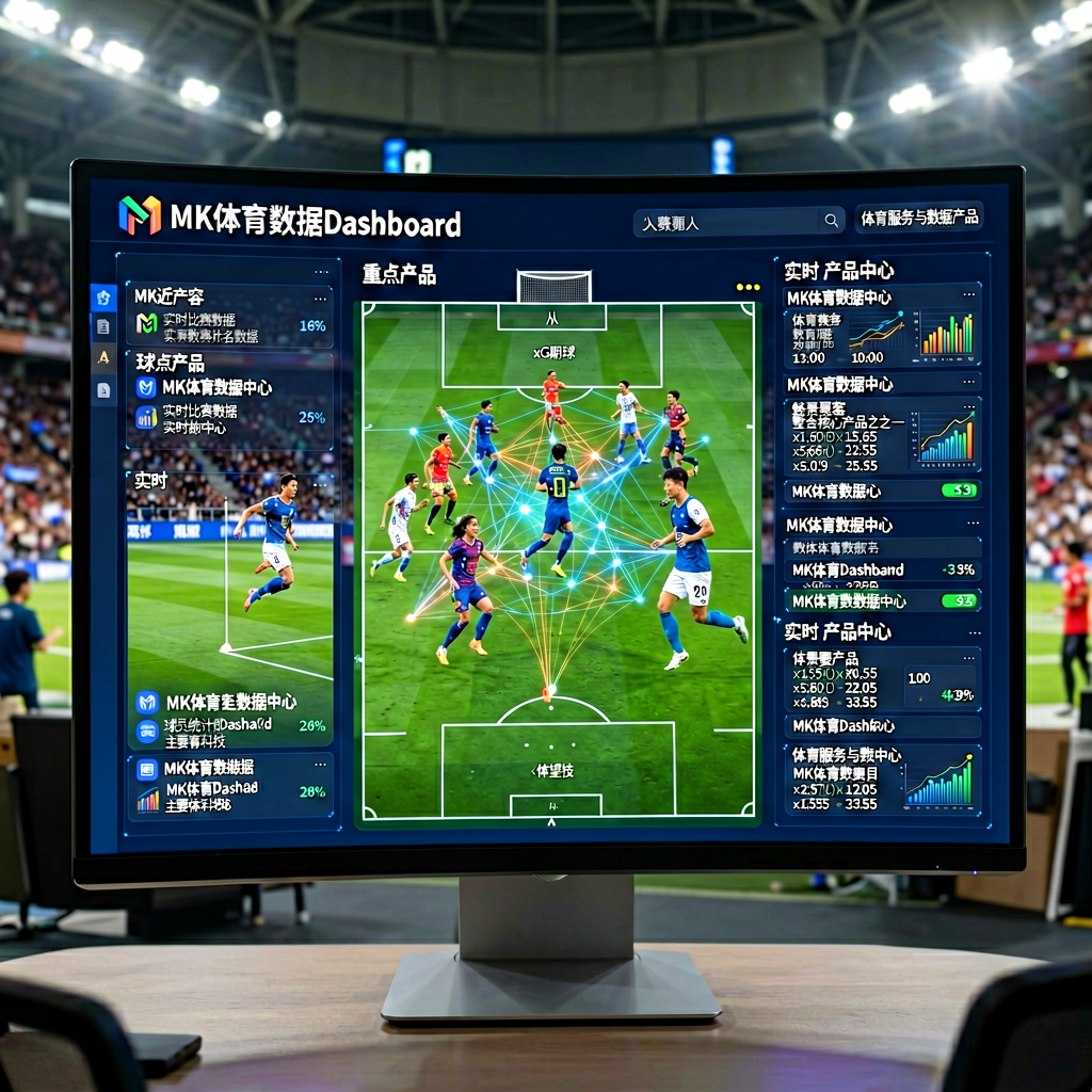 MK体育数据Dashboard界面，展示实时比赛数据、球员统计和球队排名信息
